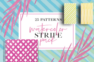 25 Watercolor Stripes Pack: Patterns for Branding