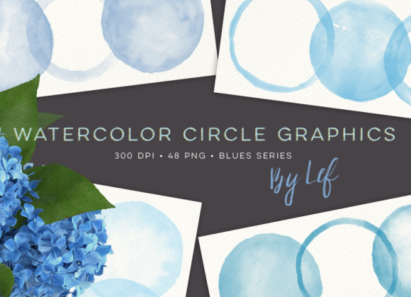 Blue Watercolor Circles for Decorative Elements