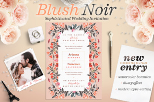 Blush Noir Wedding Invite IV Print Templates