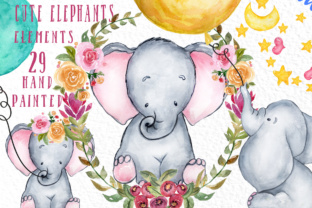 Cute Watercolor Elephant Clipart for Crafts