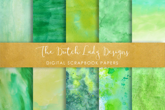 Green Watercolor Texture Scrapbook Papers
