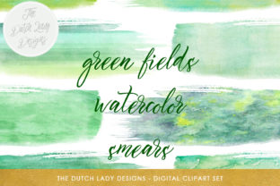 Paint Brush Stroke Clipart - Green Fields Watercolor Backgrounds