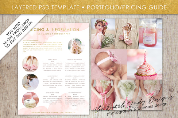 Price List Portfolio Page for Photographers