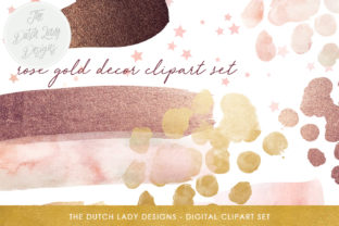 Rose Gold Watercolor Glitter Clipart for Crafts