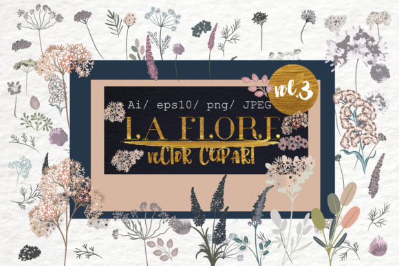 Rustic Watercolor Floral Decorative Elements