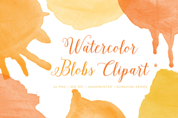 Sunny Watercolor Clipart Blobs: Decorative Elements