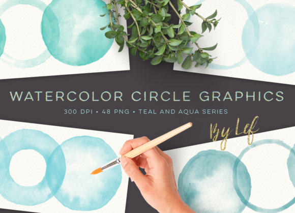 Turquoise Watercolor Circles: Decorative Elements