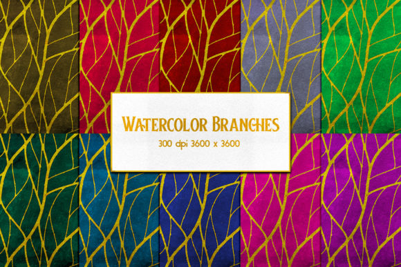 Watercolor Branches Backgrounds Patterns