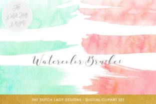 Watercolor Brush Stroke Clipart - Peach Mint