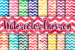 Watercolor Chevron Digital Paper Textures & Backgrounds