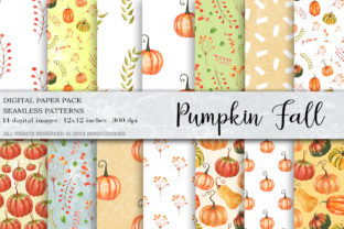 Watercolor Pumpkin Digital Paper Patterns