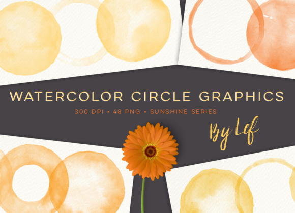 Watercolor Round Graphics: Sunny Decorative Elements