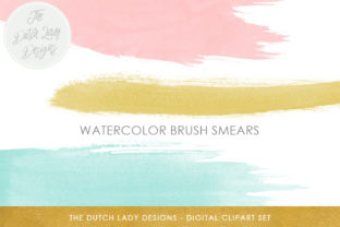 Watercolor Strokes Clipart: Pink, Aqua & Oker Backgrounds