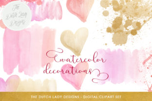 Watercolor Strokes & Hearts Clipart for Crafts