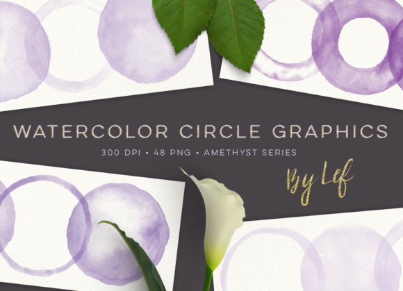 Watercolour Circles Graphics: Purple Decorative Elements